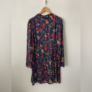 Colorful Floral Shift Dress Womens Size L Cottage Prairie Boho Western Romantic
